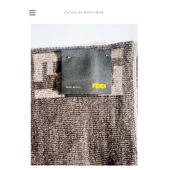 Fendi Zucca Wool Brown Two-Tone Reversible Scarf - Picture 7 of 8